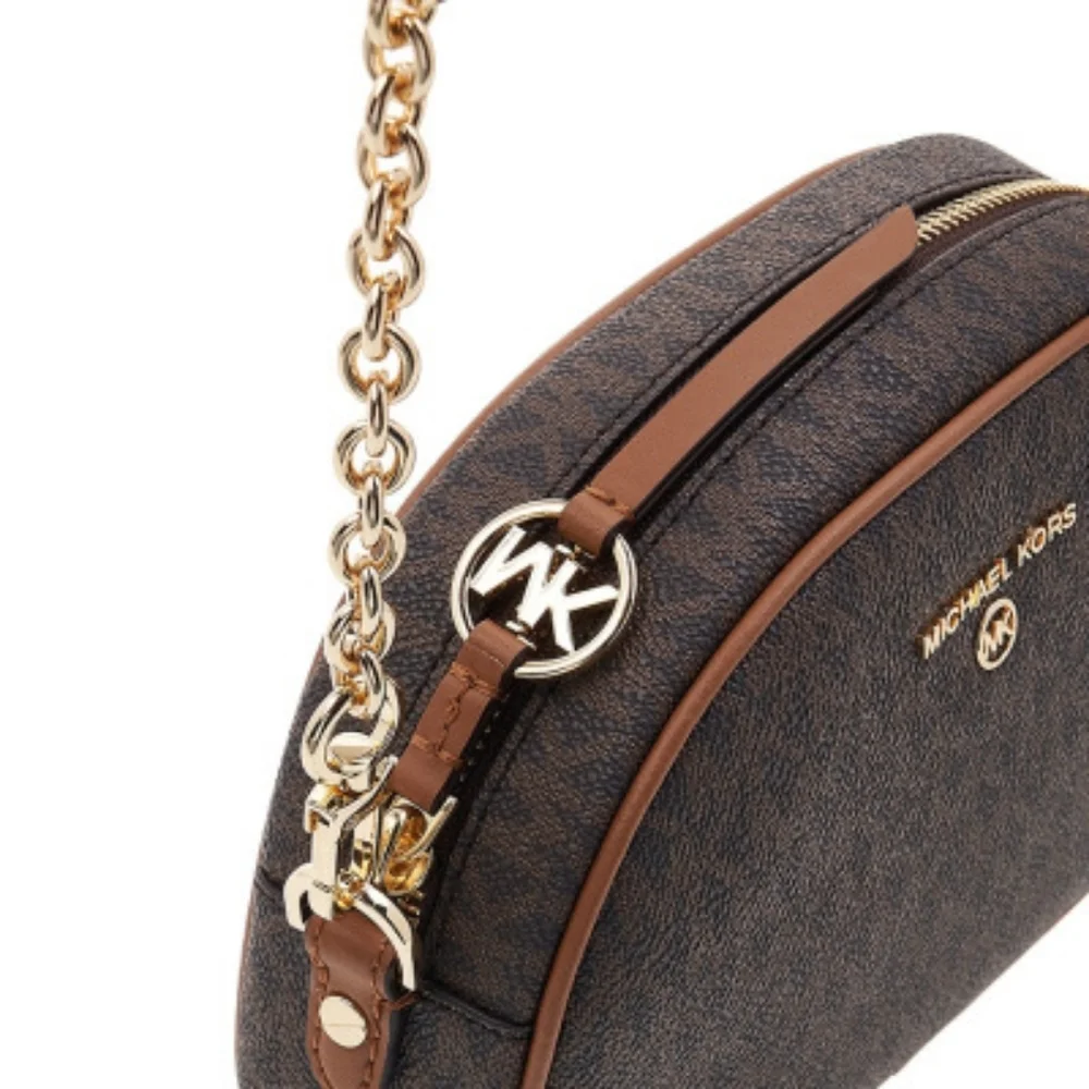 Michael Kors Jet Set Small Signature Logo Oval Camera Crossbody Purse
